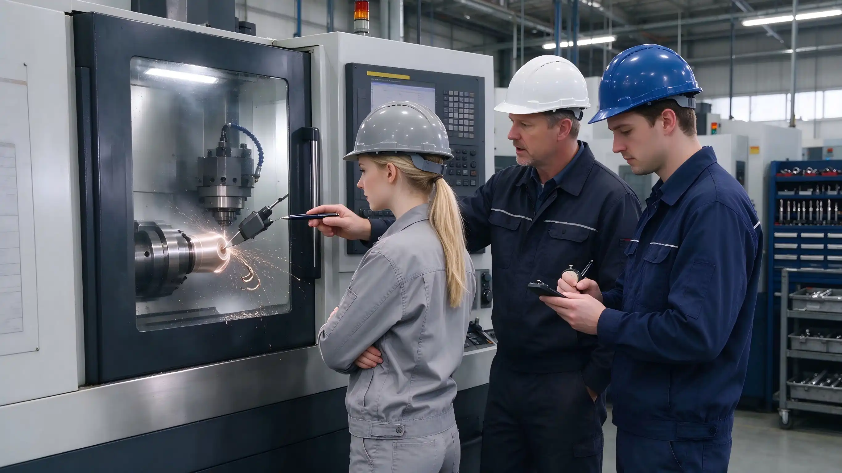 Observe the machine tool machining process Observe the machine tool machining process