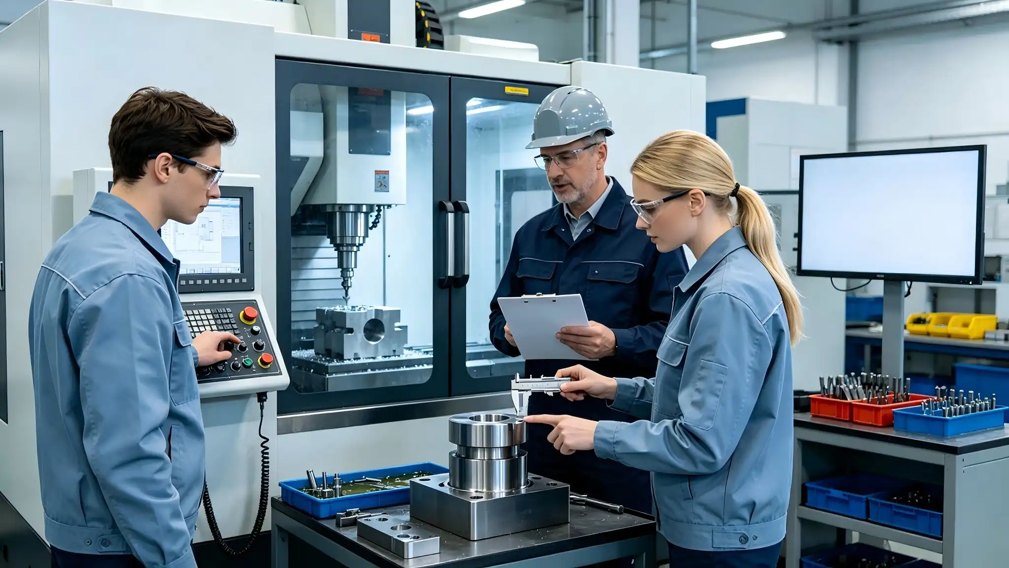 Hands-on operation of CNC machine tools. Hands-on operation of CNC machine tools.