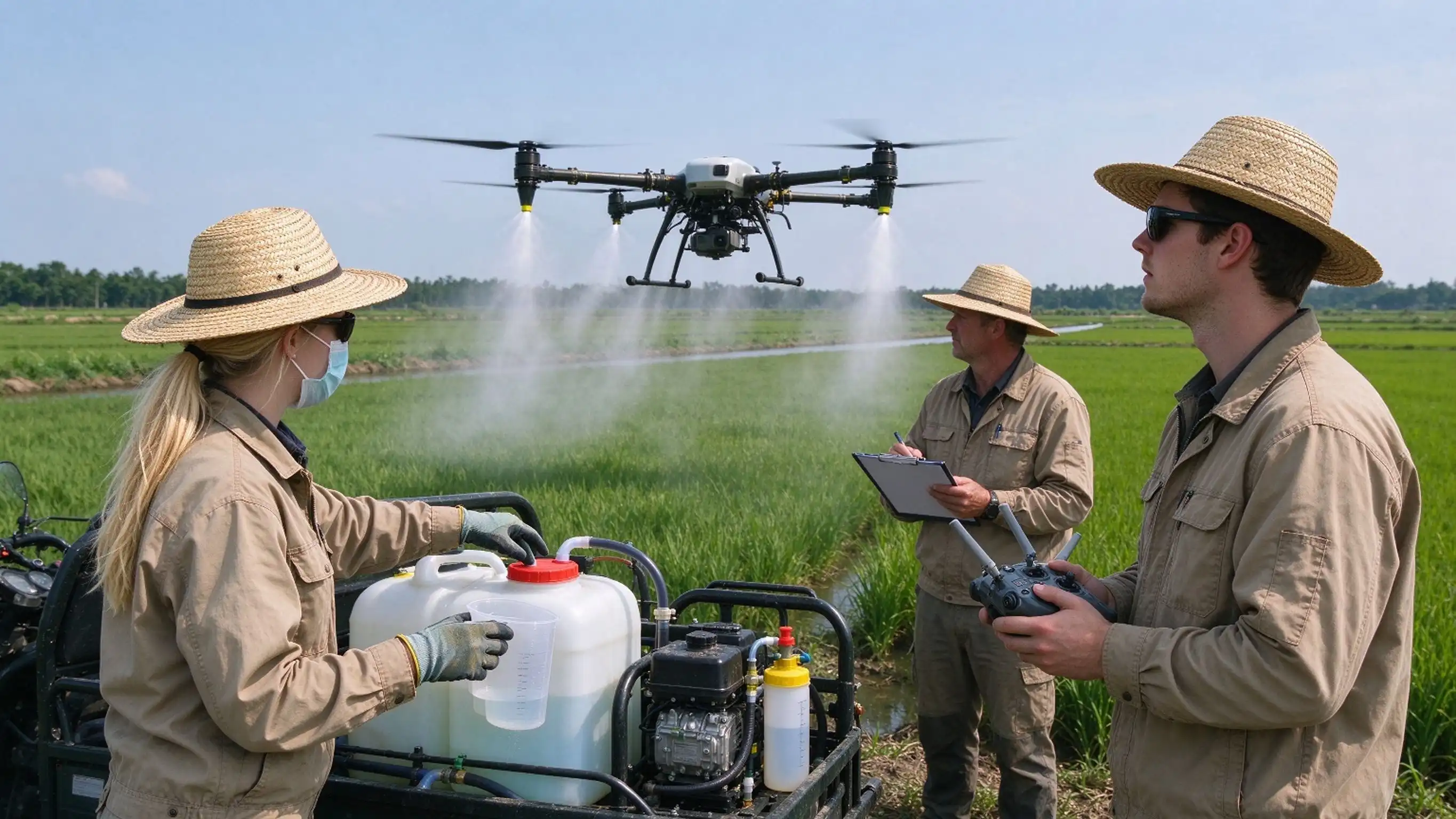 Large-scale plant protection spraying operation in rice fields Large-scale plant protection spraying operation in rice fields